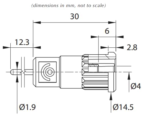 Mechanical Drawing - Cal Test Electronics CT3887 4mm Sheathed Banana Jacks